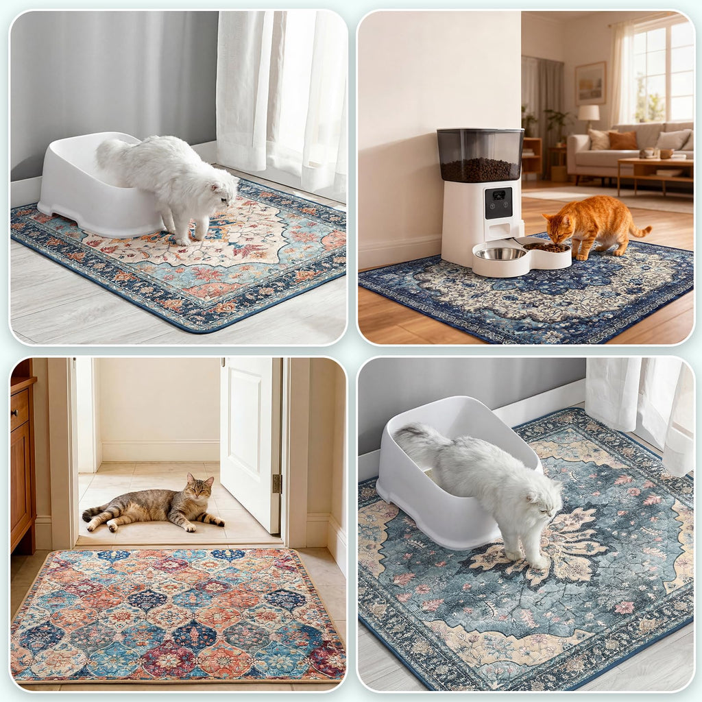 Cat Litter Mat 2 Pack, 18x28 Machine Washable Waterproof Non Slip B543