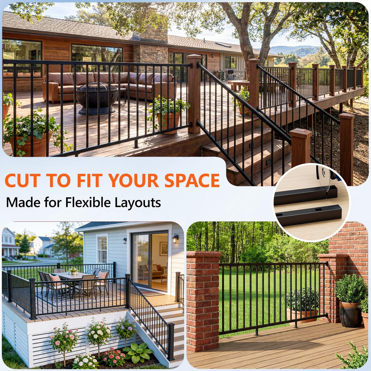 6 ft W Real Aluminum Stair Railing Kit S914