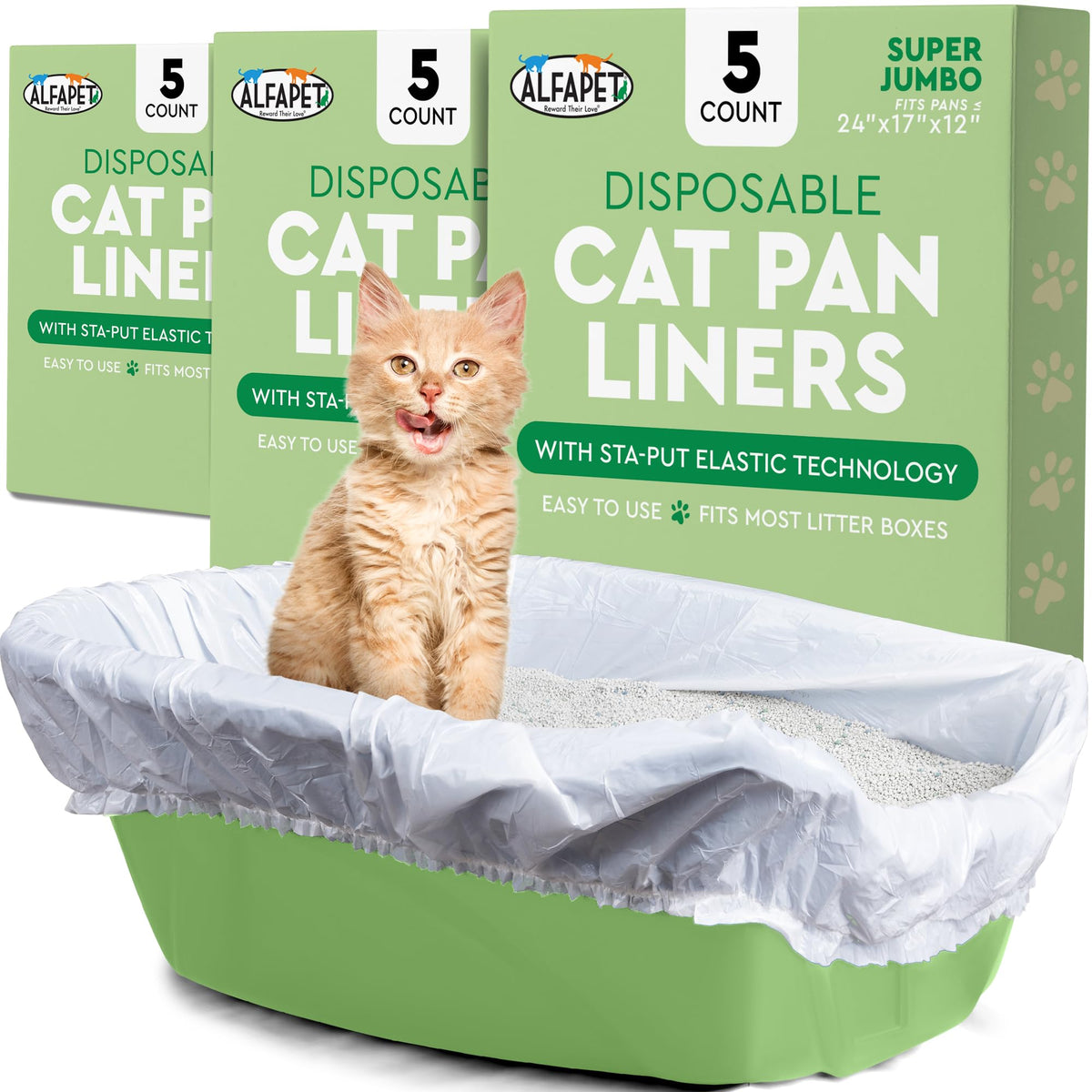 Super Jumbo 15Count Tear-Resistant Waterproof Cat Litter Box Liners X856