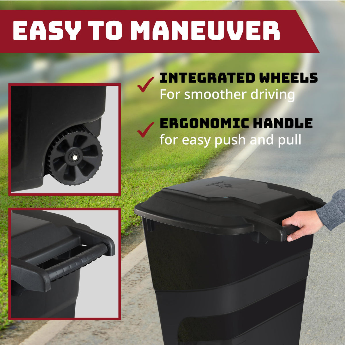 32 Gallon Wheeled Outdoor Garbage Can with Lid F64526
