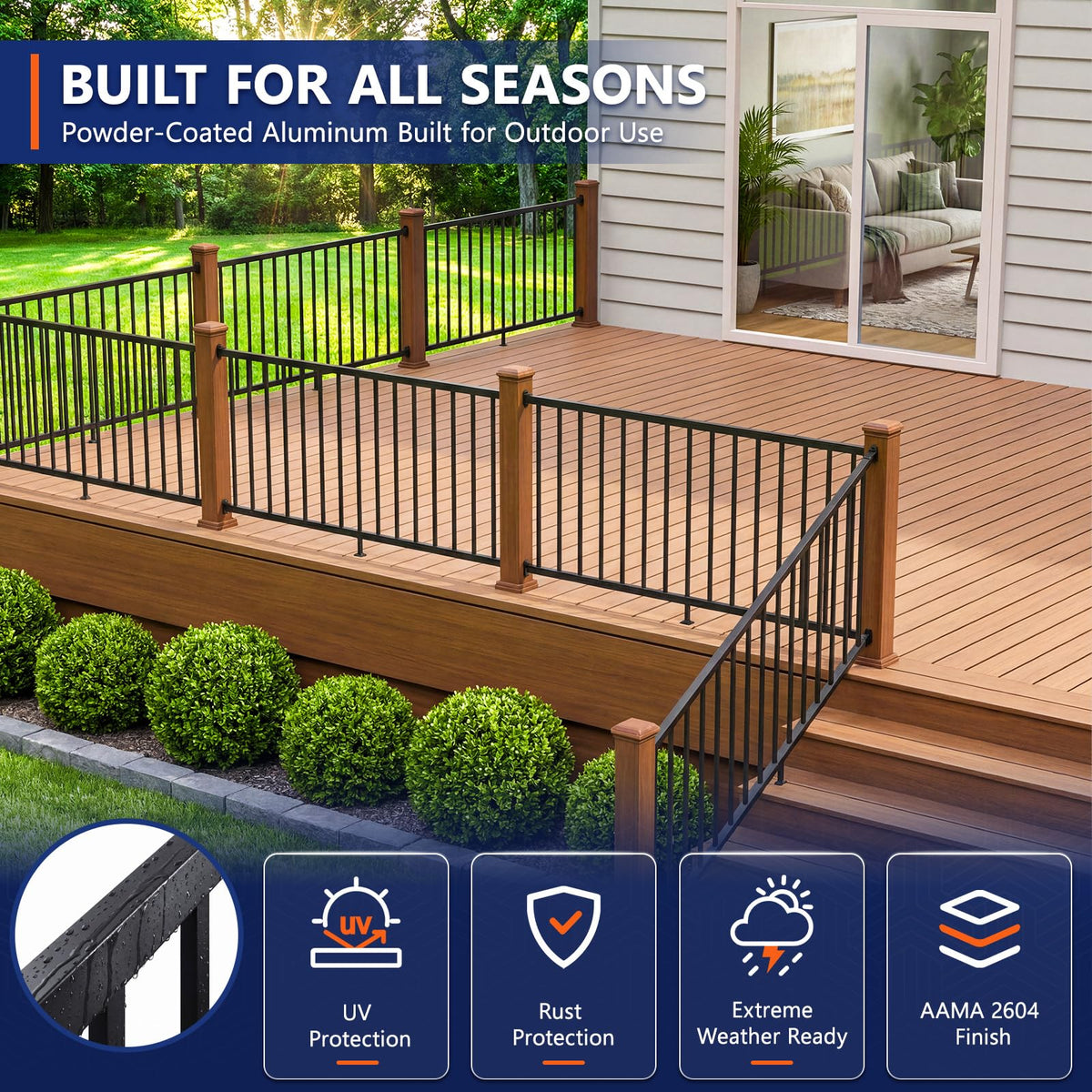 6 ft W Real Aluminum Stair Railing Kit S914