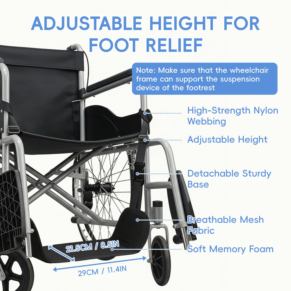 Wheelchair Foot Rest with Adjustable Leg Support Y65265