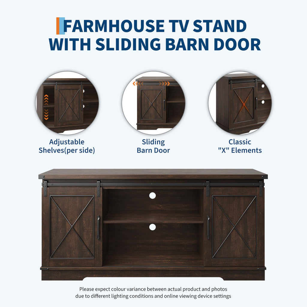Farmhouse TV Stand with Sliding Barn Doors O329