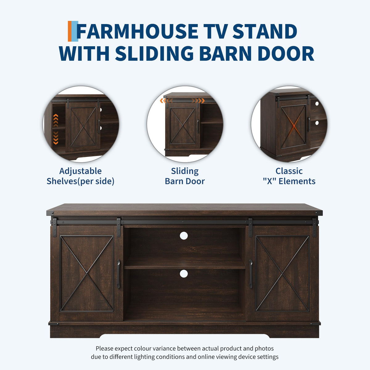 Farmhouse TV Stand with Sliding Barn Doors O329
