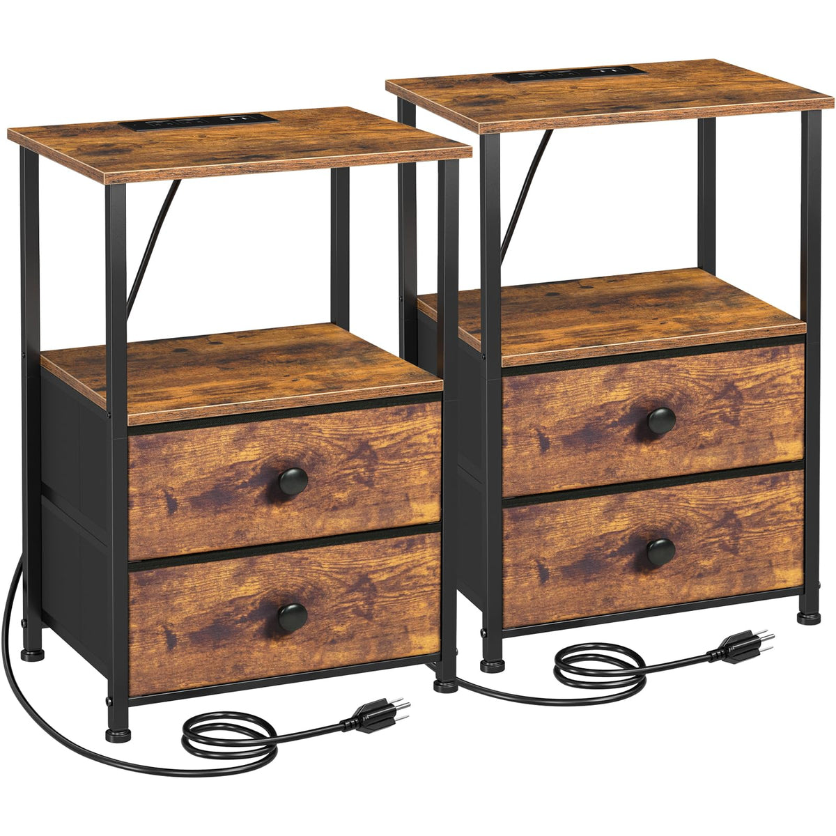 Nightstands Set of 2 with Charging Station J766661