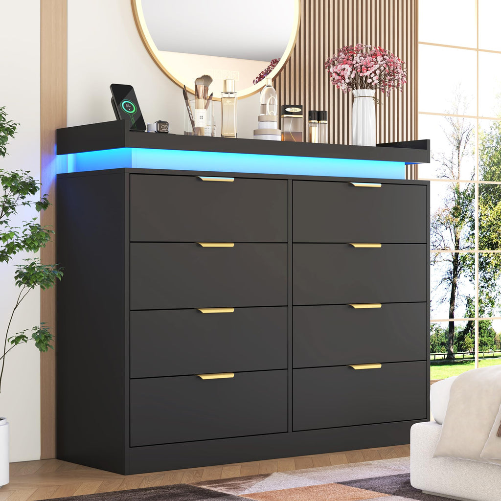 Black 8 Drawer Wood Dresser E942543
