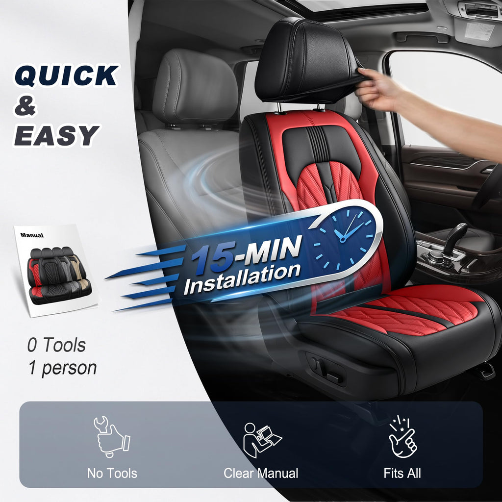 Leather Full Set 5 Seats Seat Covers W9843