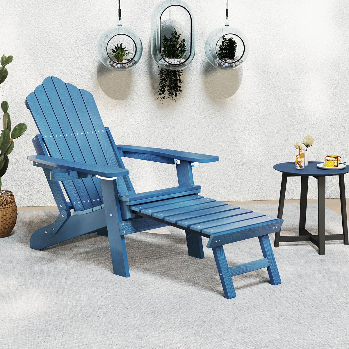 Folding Adirondack Chair with Adjustable Backrest and Ottoman I3534