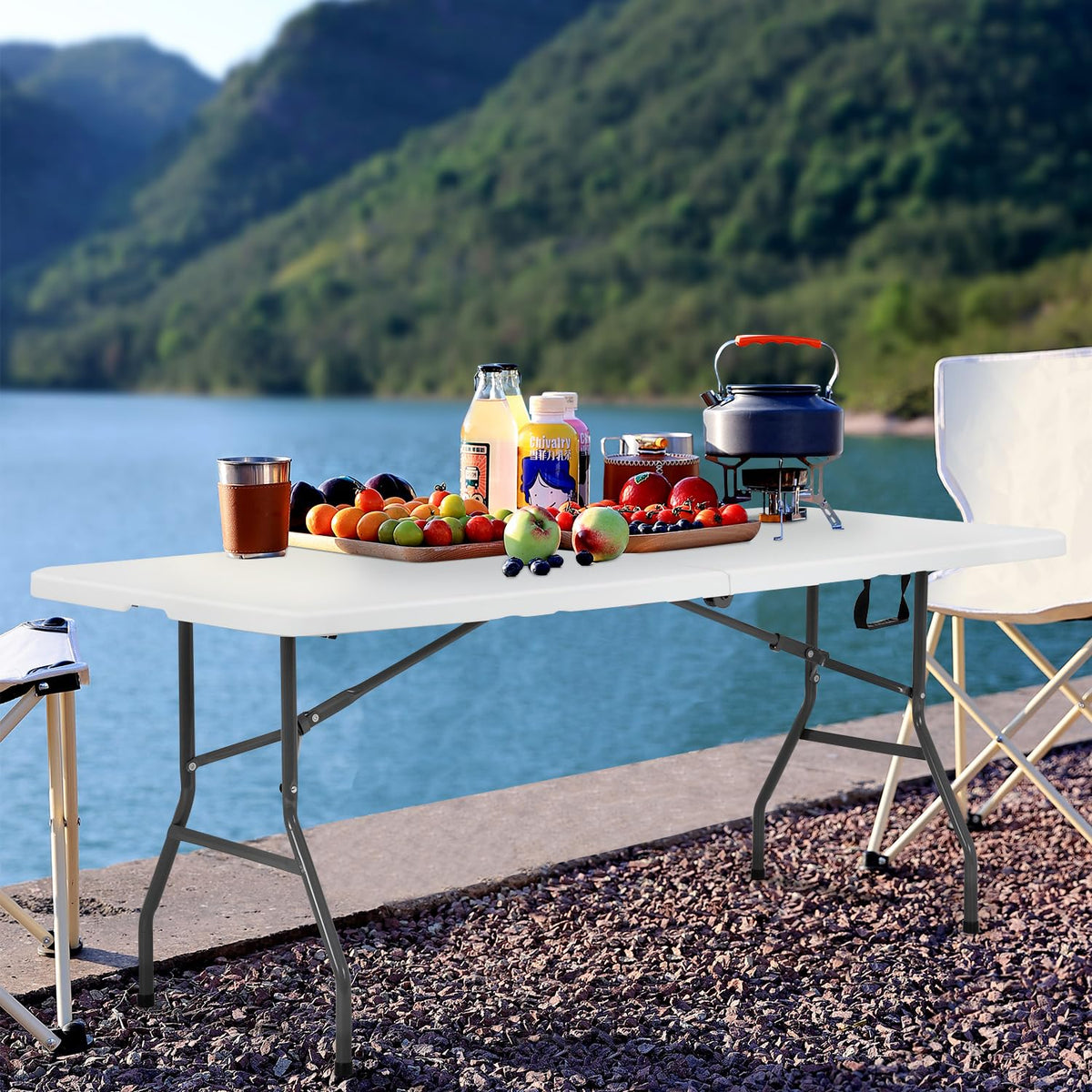 6FT White Portable Plastic Folding Table C465