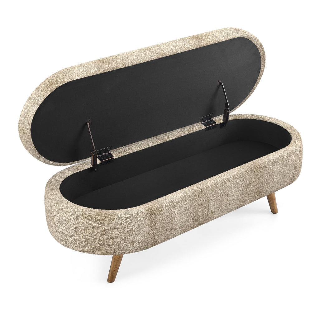 Oval Storage Bench with Rubber Wood Legs T301161