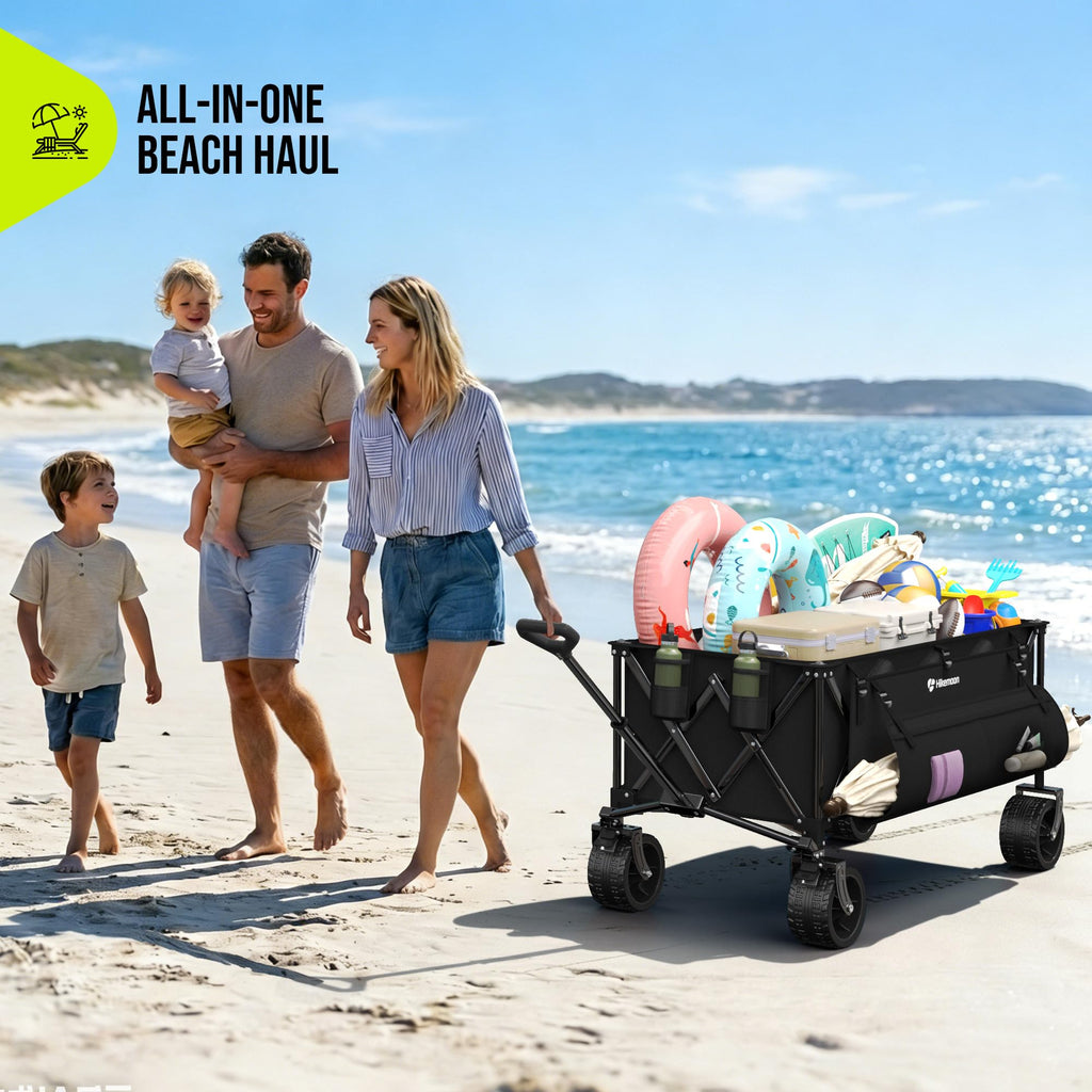 48'' Extra Large Collapsible Wagon with Big Wheels, 300L Black J751