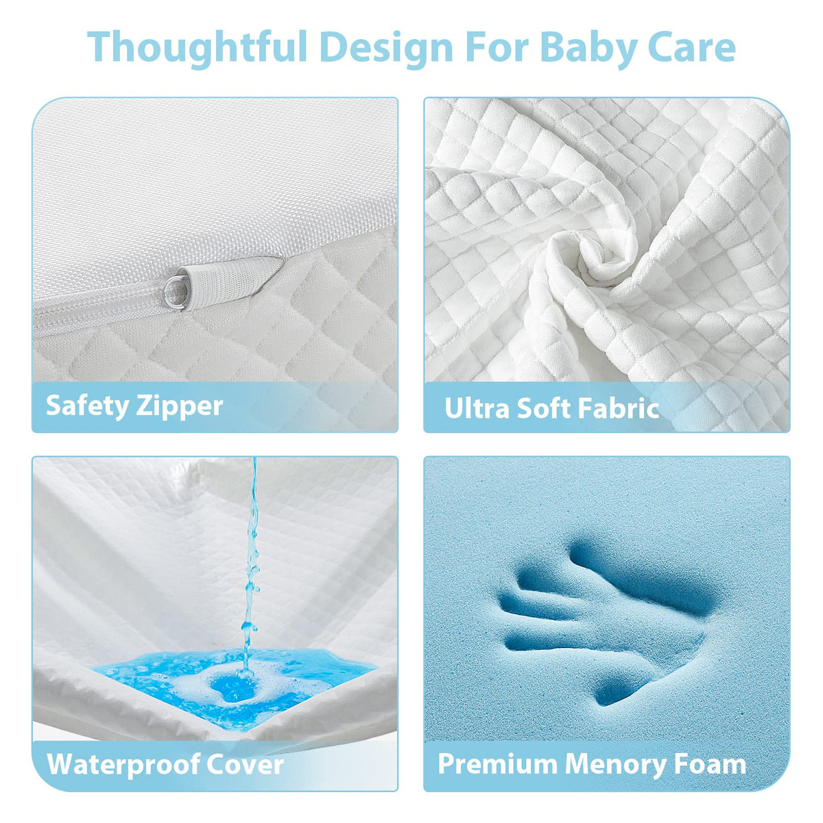 3" Waterproof Memory Foam Pack and Play Mattress White G151696