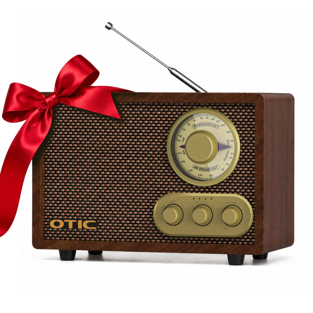 Vintage Wood AM/FM Bluetooth Radio with Speakers G2850