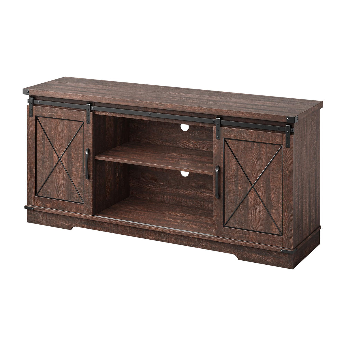 Farmhouse TV Stand with Sliding Barn Doors O329