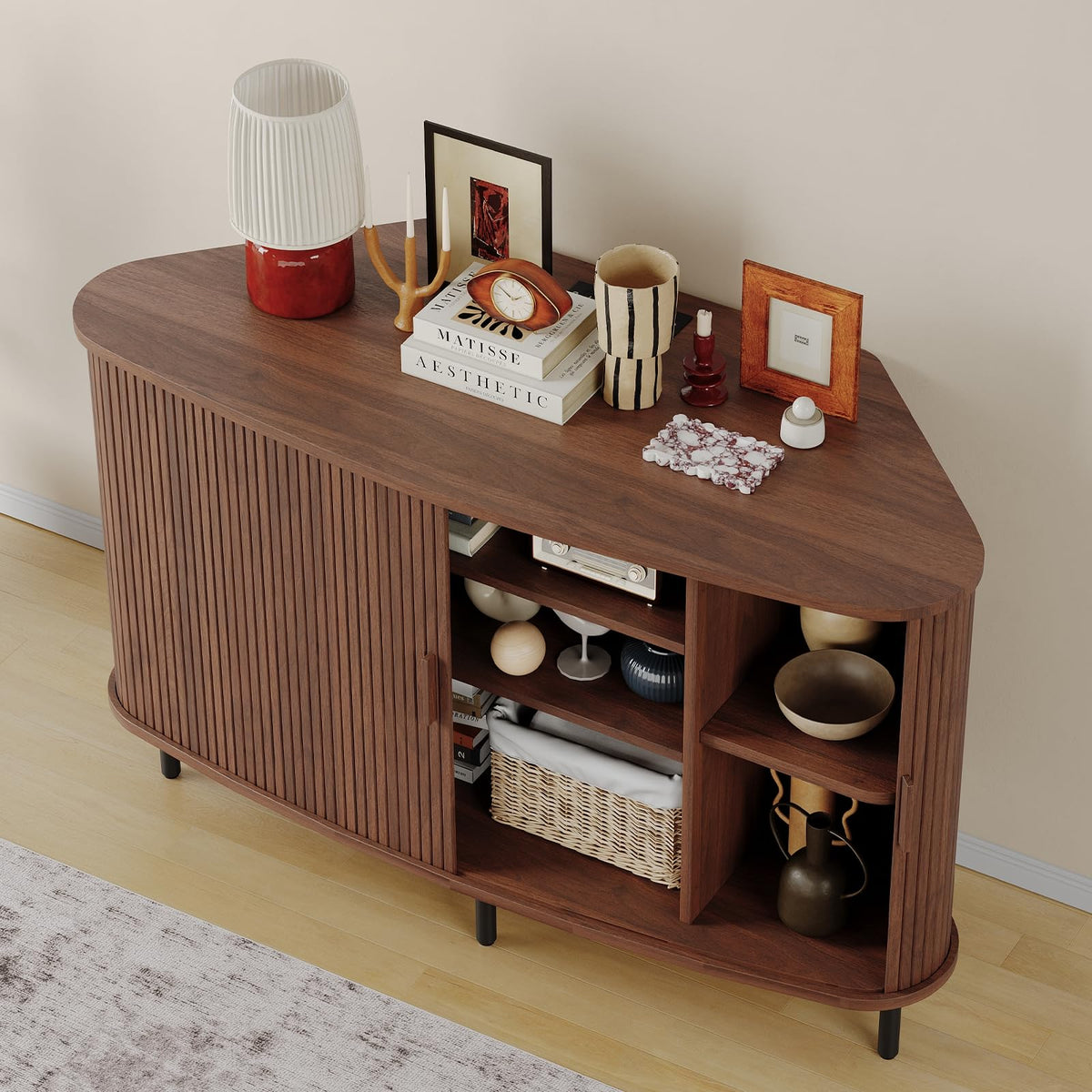 47 Inch Walnut Corner TV Stand I943043