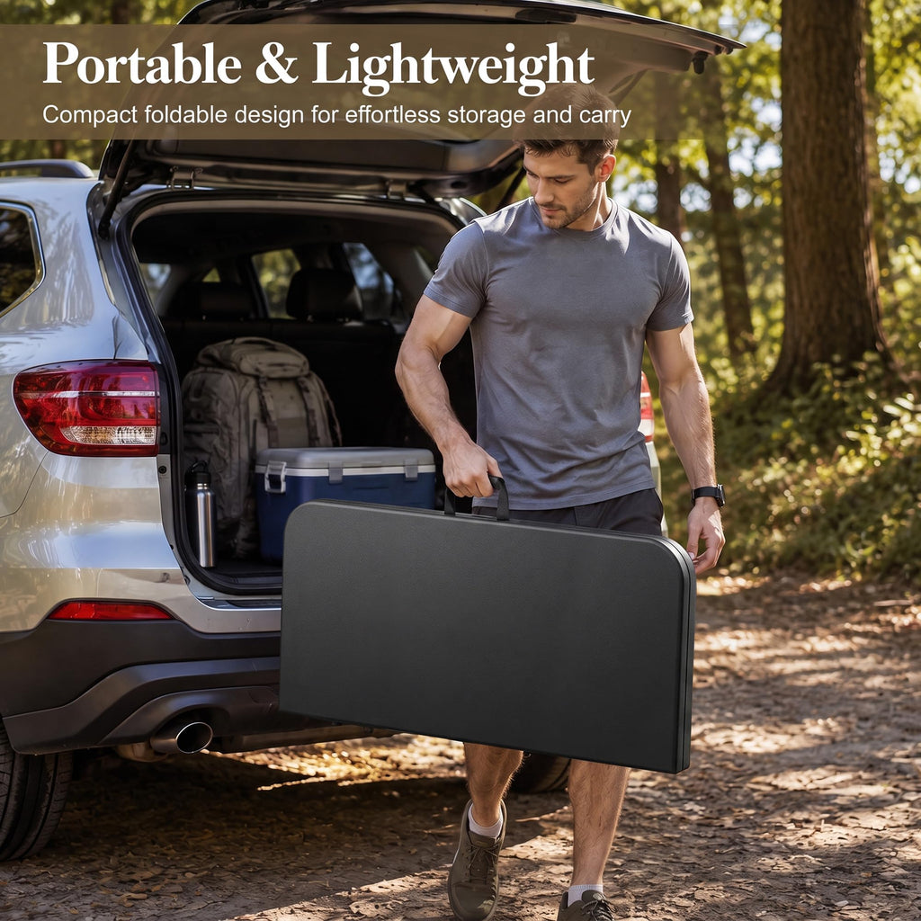 34" Square Folding Card Table with Built-in Handle, Black L8950