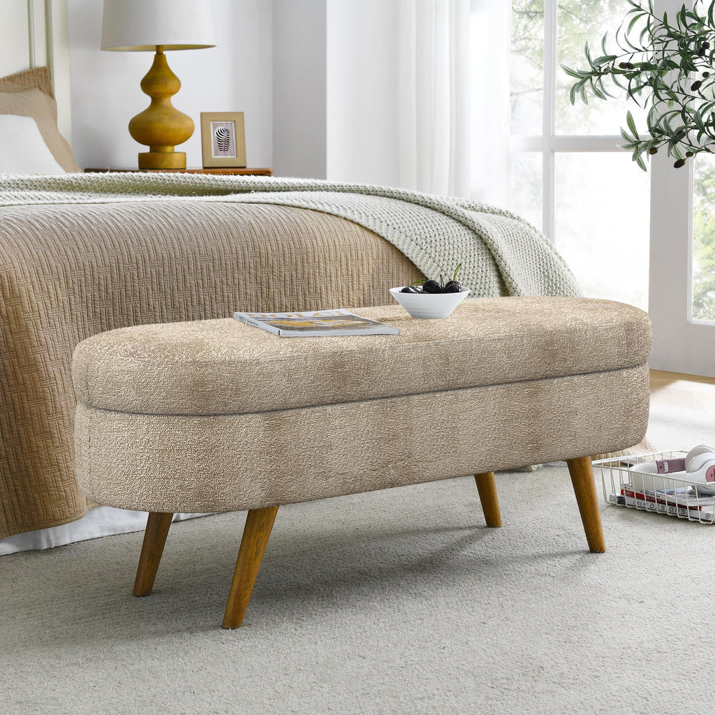 Oval Storage Bench with Rubber Wood Legs T301161
