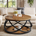 2-Tier Round Coffee Table with Storage Shelf A4836