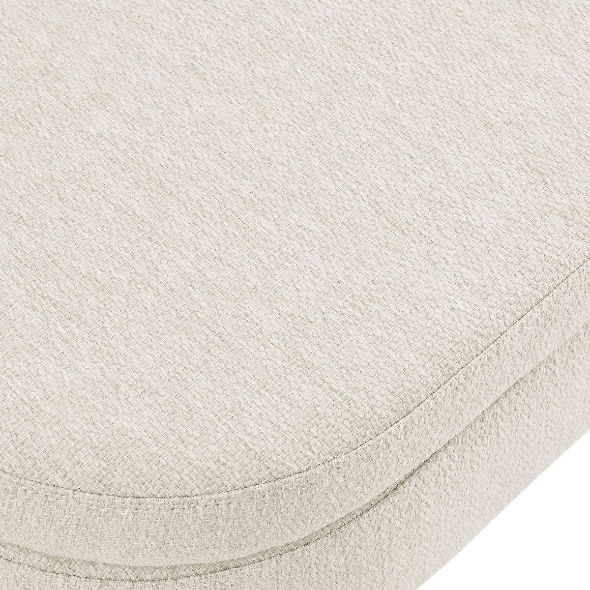 Beige Oval Storage Ottoman Bench with Rubber Wood Legs R502283