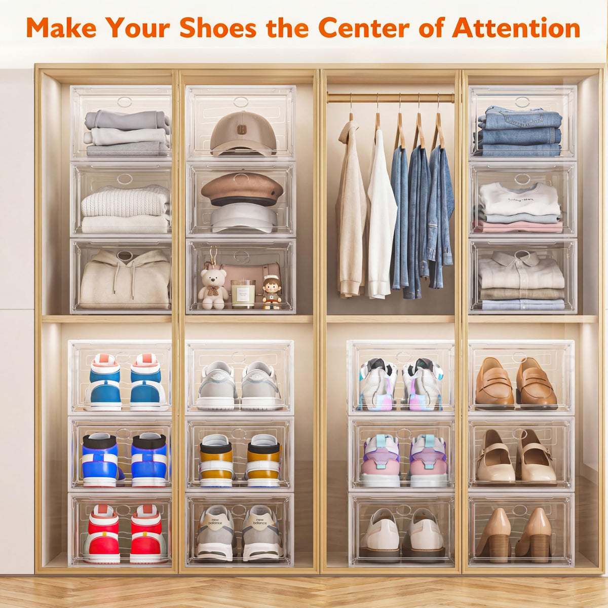 Clear Stackable Shoe Storage Box Y652056