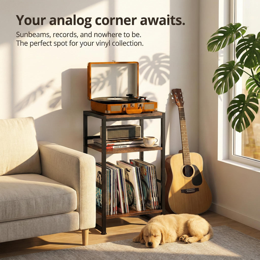 3-Tier Record Player Stand with Storage B520416