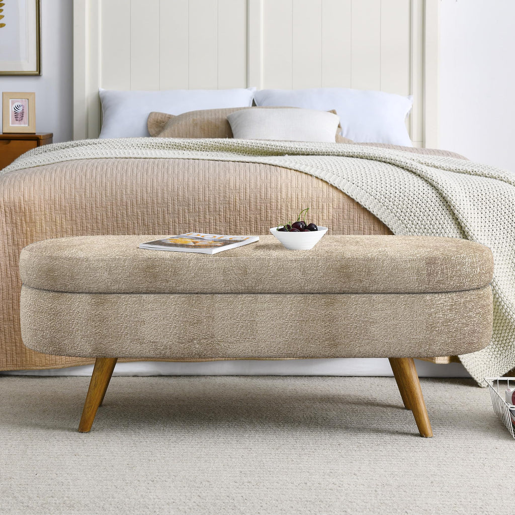 Oval Storage Bench with Rubber Wood Legs T301161