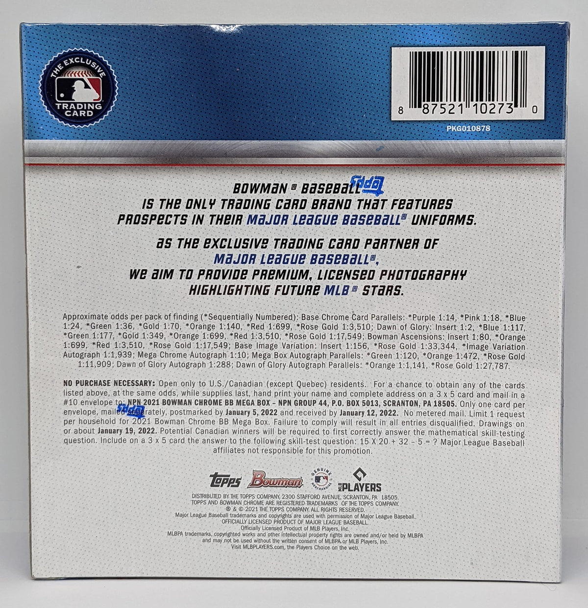 Bowman Chrome MLB Baseball Mega Box D3751