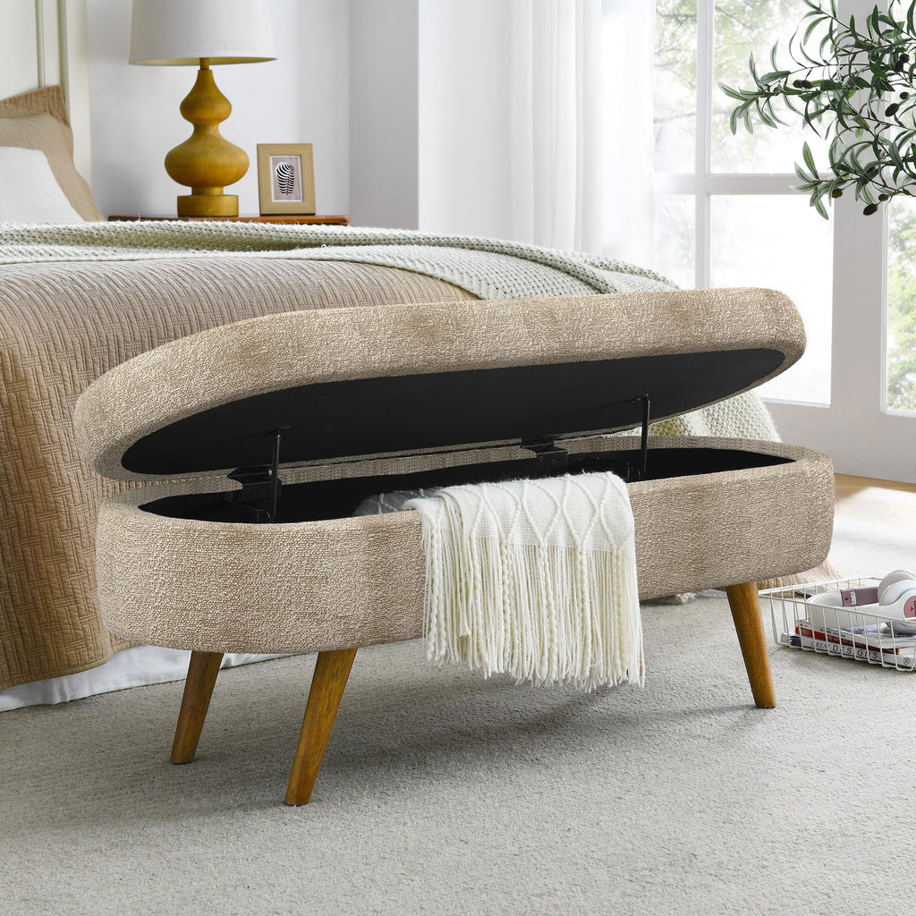 Oval Storage Bench with Rubber Wood Legs T301161