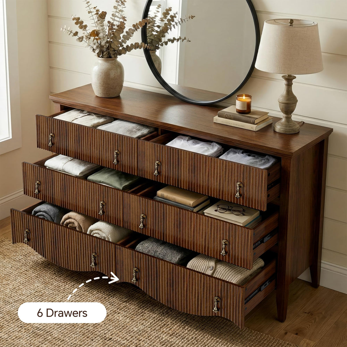 6-Drawer Fluted Dresser U5839